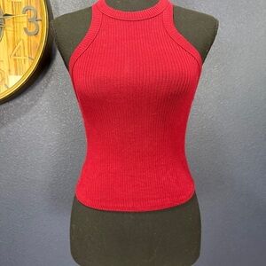 Bozzolo Burgundy Ribbed Racerback Tank Top, Medium